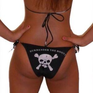 Surrender the Booty Black Skull Bikini Set